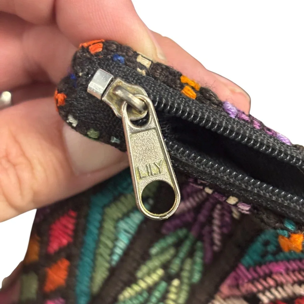Handmade Upcycled Makeup Bag Huipil Pouch Multicolor Guatemalan